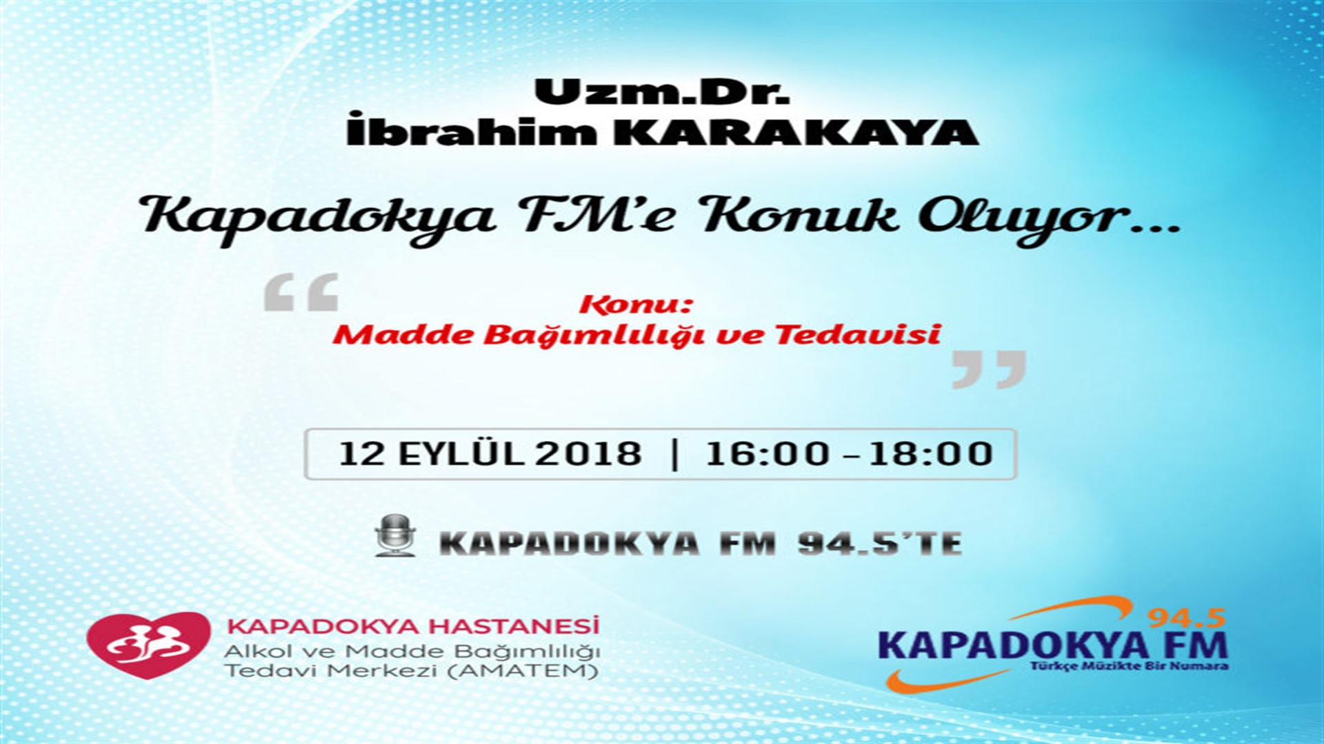 Uzm. Dr İbrahim Karakaya Kapadokya Fm’e konuk oluyor